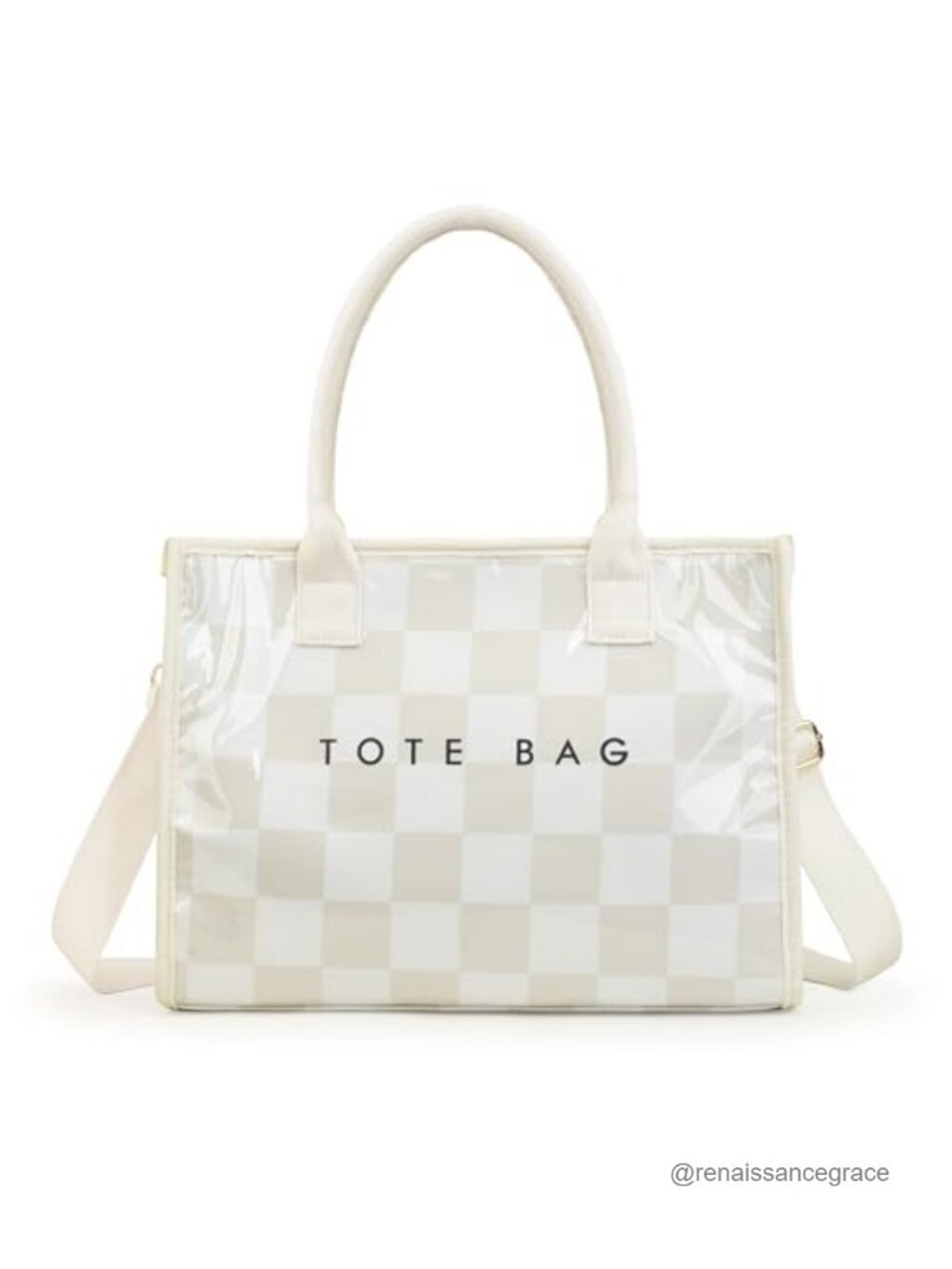 Large PVC Tote Bag with Kraft Paper, Waterproof Hobo Handbag with Adjustable - Picture 1 of 6